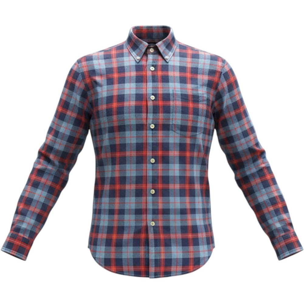 J.Crew Mens Blue Red Plaid Button Down Long Sleeve Shirt Chest Pocket